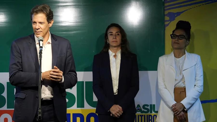 Ao lado de Haddad, Tatiana Rosito e Fernanda Santiago, indicadas hoje para o Ministério da Fazenda - Reprodução