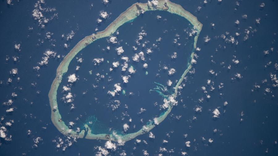 Ilhas Carteret, na Papua-Nova Guiné, vistas da Estação Espacial Internacional: cientista explora região em busca de objeto alienígena - Samantha Cristoforetti/ ESA