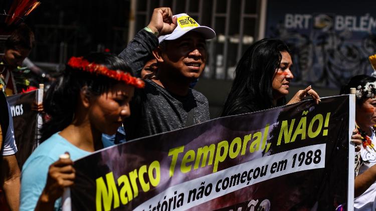 30.ago.23 - Manifestação em Belém contra a tese do marco temporal para a demarcação de terras indígenas 