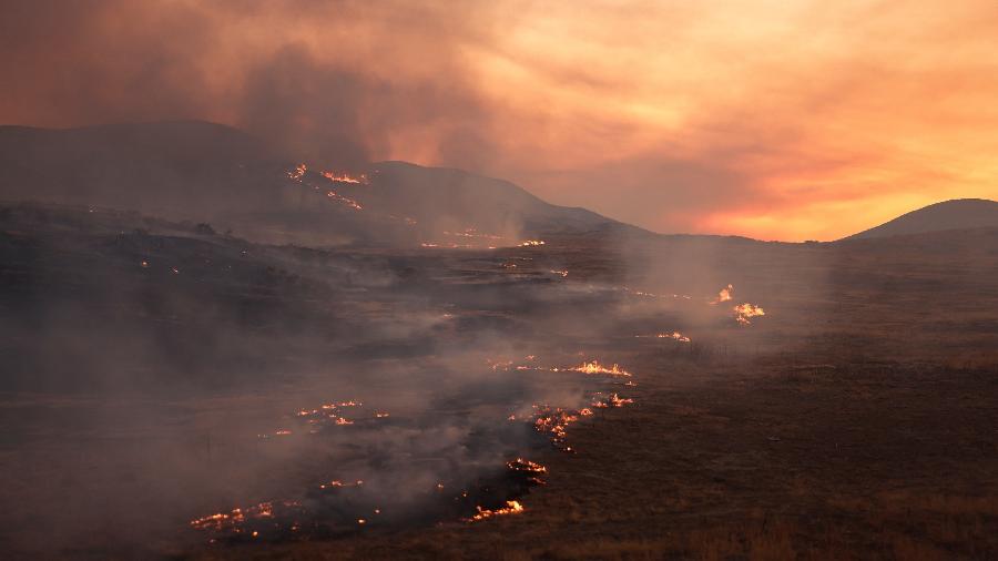 O incêndio Madre queima perto de New Cuyama, na Califórnia - David Swanson/Reuters