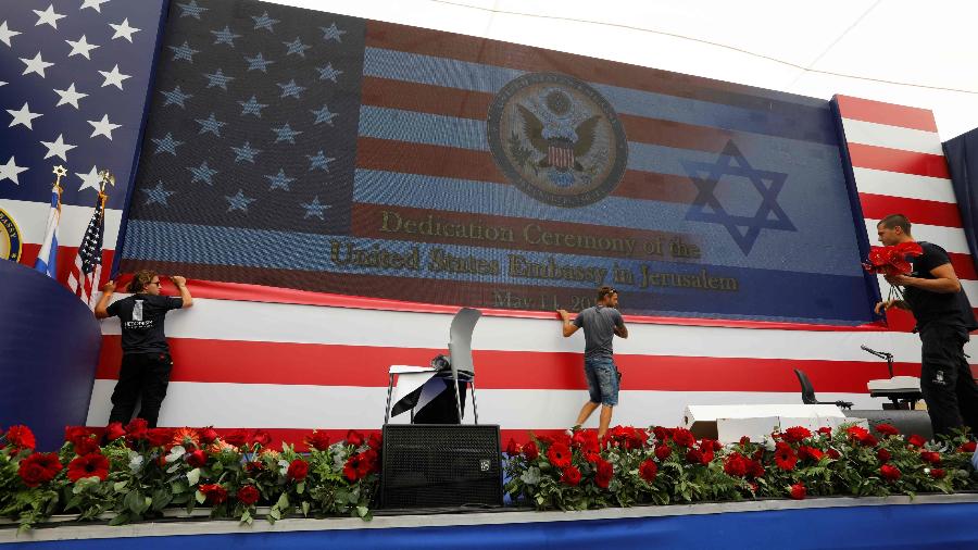 Trump ordenou em dezembro de 2017 a transferência da embaixada dos EUA em Israel de Tel Aviv para Jerusalém - Menahem Kahana/AFP
