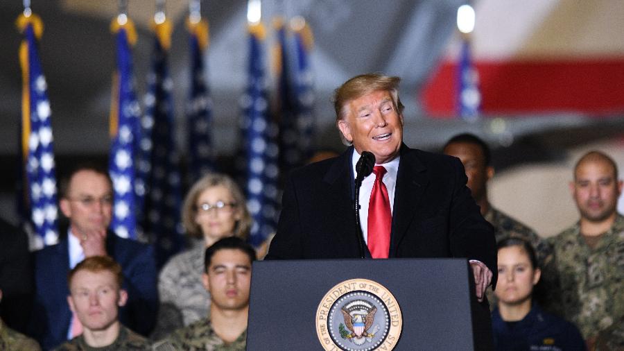 Trump discursa sobre avanções econômicos dos EUA em base militar em Maryland - Xinhua/Liu Jie