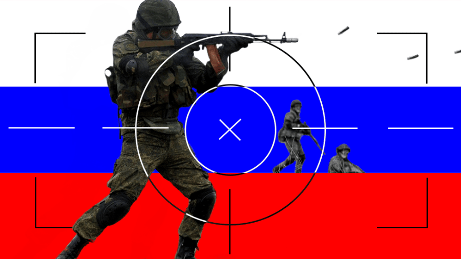 Ilustração com soldados russos - BBC