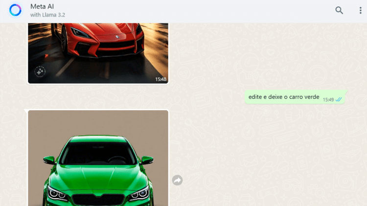 Função de edição na ferramenta Meta AI no WhatsApp