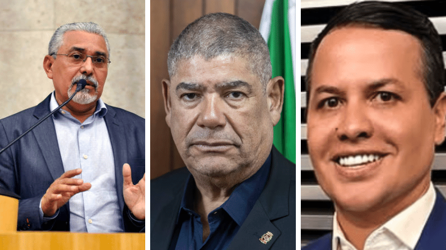 O vereador Senival Pereira de Moura (PT), o ex-presidente da Câmara Municipal de São Paulo Milton Leite (União Brasil), o candidato a deputado estadual Danilo Morgado (PL)