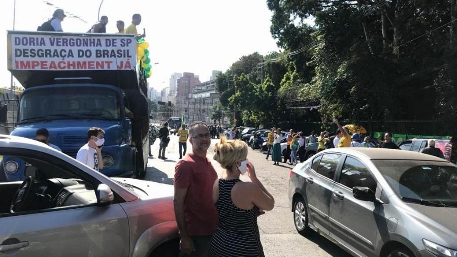Manifestação de apoio a Bolsonaro e ataques a Doria acontece em SP pelo terceiro sábado seguido - Felipe Pereira/UOL