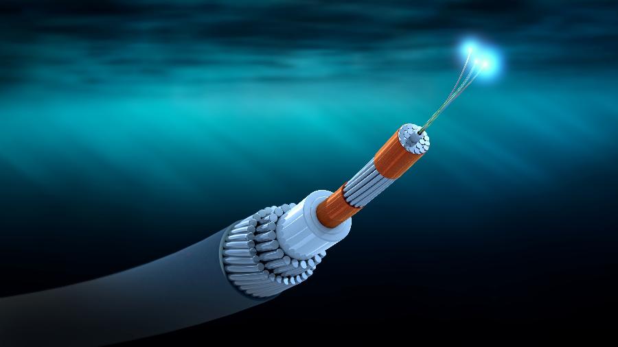 Ilustração de cabo submarino de fibra ótica - Getty Images/iStockphoto