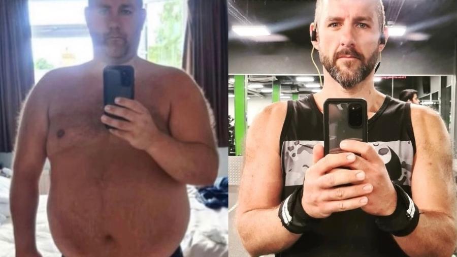 Dafydd Hudd, de 41 anos, chegou a pesar 146 kg antes da pandemia - Reprodução/ Instagram