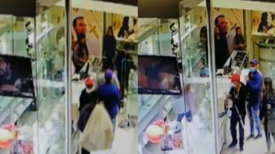 Dois homens foram presos em flagrante após assalto em duas joalherias do shopping Central Plaza - Reprodução/TV Band