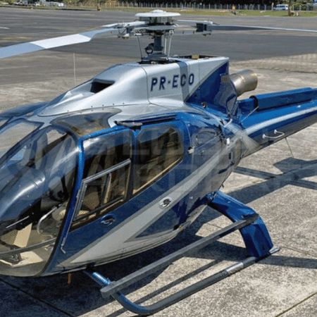 Helicóptero do modelo Eurocopter EC130 B4, o mesmo declarado por um candidato à prefeitura de Joviânia (GO) 