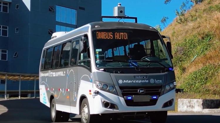 Ônibus que dirige sozinho criado pela Lume Robotics, de Vitória (ES)