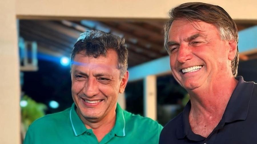 08.abr.2024 - Em visita a Diamantino (MT), Bolsonaro encontrou Chico Mendes, irmão do ministro do STF Gilmar Mendes