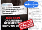 IBGE não manipulou dados para reduzir taxa de desemprego no Brasil - Arte/UOL Confere sobre reprodução/Instagram