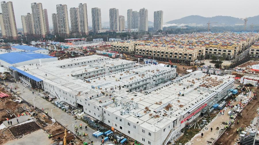 2.fev.2020 - Vista aérea do hospital construído na China em dez dias - Xinhua/Cheng Min