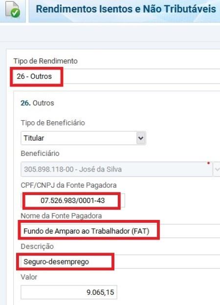 Declaração Padrão para Desemprego ou que não possui Renda