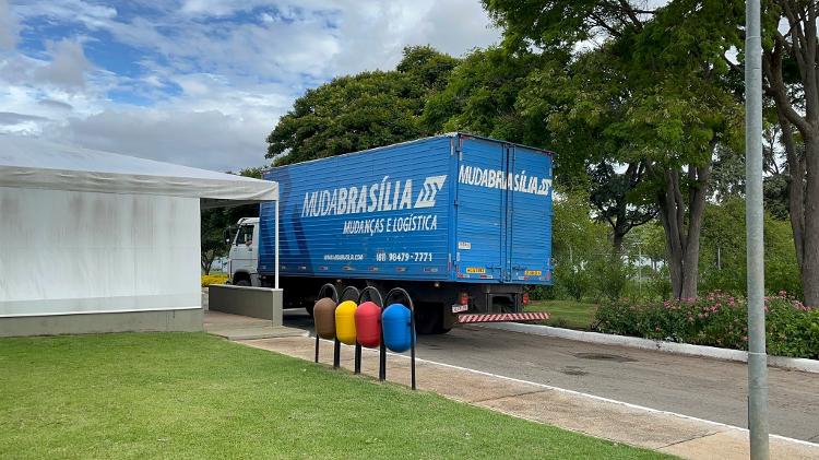 Caminhão de mudança visto na tarde de 15 de dezembro de 2022 no Palácio da Alvorada