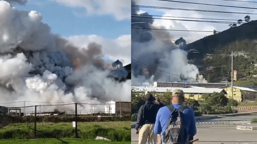 Explosão em uma fábrica de pólvora e fogos de artifício no município colombiano de Soacha - Reprodução/X