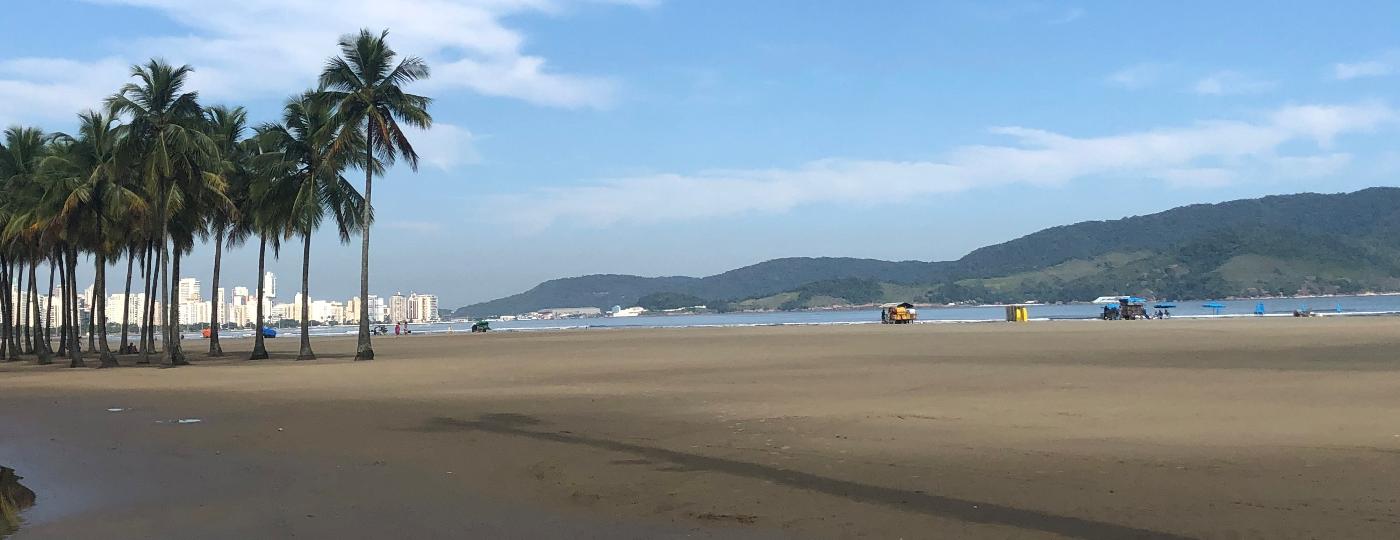 Praia do Gonzaga, em Santos, vazia por causa da pandemia de coronavírus - Gabriel Oliveira/UOL