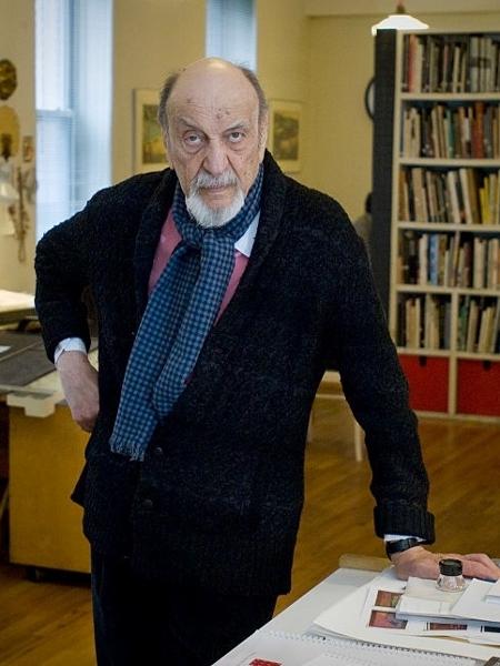 O designer gráfico Milton Glaser em seu estúdio em Nova York - Corbis via Getty Images