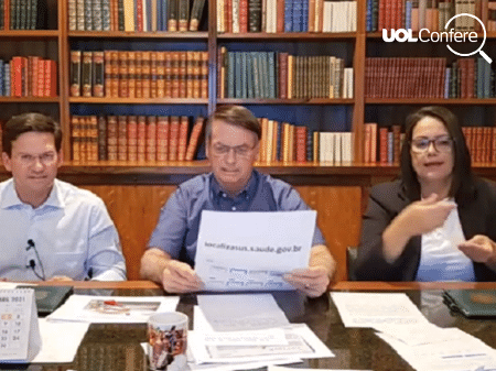 O presidente Jair Bolsonaro (sem partido) na live desta quinta-feira (1º) - Reprodução