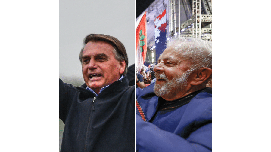 Jair Bolsonaro (PL) e Luiz Inácio Lula da Silva (PT) em eventos de campanha na quinta-feira (18) - Lucas Lacaz Ruiz/Estadão Conteúdo e Ricardo Stuckert/Divulgação