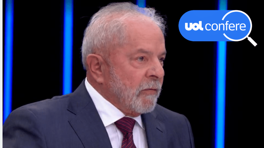 25.ago.2022 - Luiz Inácio Lula da Silva em entrevista ao JN - Arte/UOL Confere sobre Reprodução/TV Globo