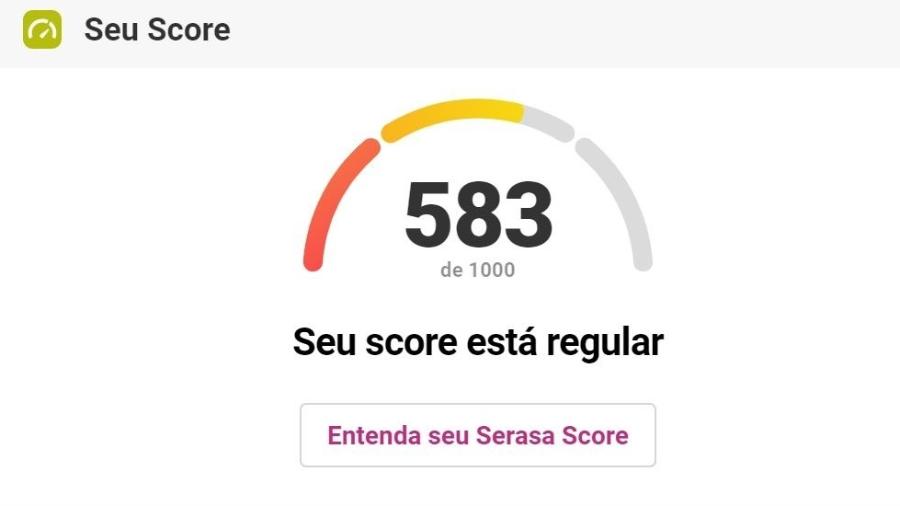 "Score" de crédito pessoal no Serasa - Reprodução/Score Serasa