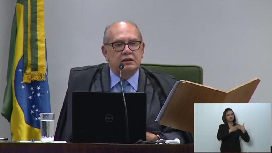 09.fev.2021 - Ministro Gilmar Mendes durante julgamento do STF sobre mensagens da Vaza Jato - Reprodução