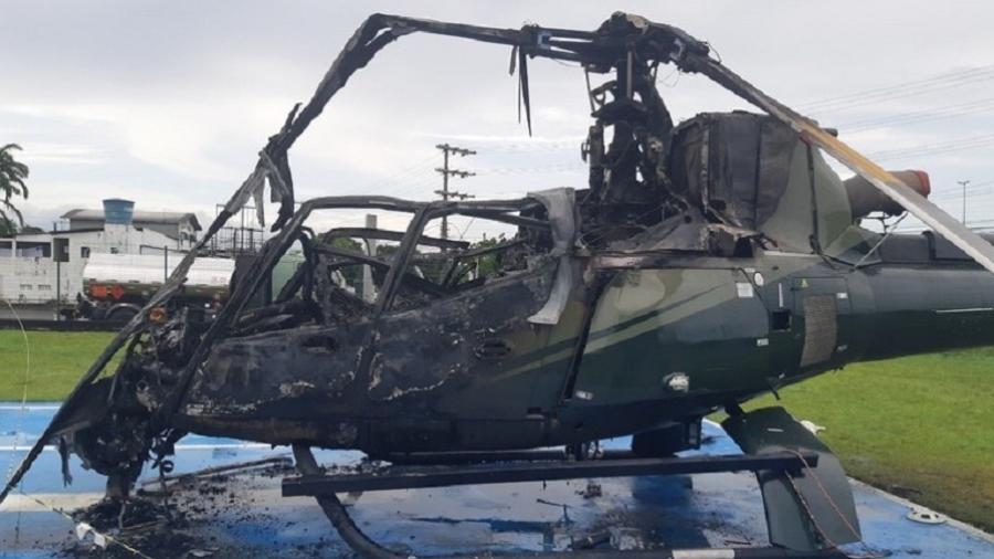 Foram queimados dois helicópteros do Instituto Brasileiro do Meio Ambiente e dos Recursos Naturais Renováveis (Ibama) - Reprodução/Polícia Federal do Amazonas