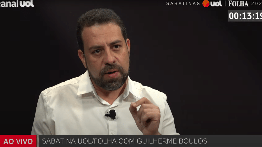 Guilherme Boulos em sabatina UOL/Folha