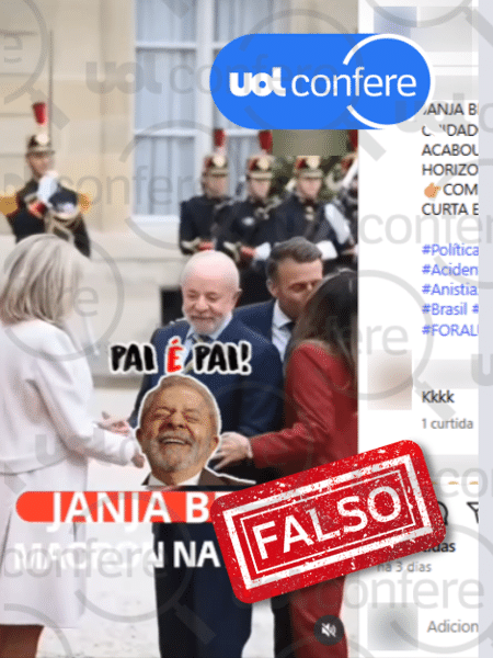11.jun.2025 - Macron e Janja não deram 'selinho', mas, sim, dois beijos no rosto 11.jun.2025 - Macron e Janja não deram 'selinho', mas, sim, dois beijos no rosto
