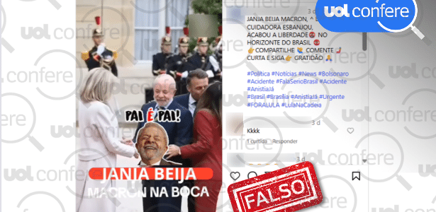Janja e Macron se cumprimentaram com beijo no rosto, e não na boca