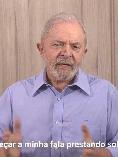 O ex-presidente Lula em vídeo gravado para o Dia do Trabalho de 2020 - Reprodução