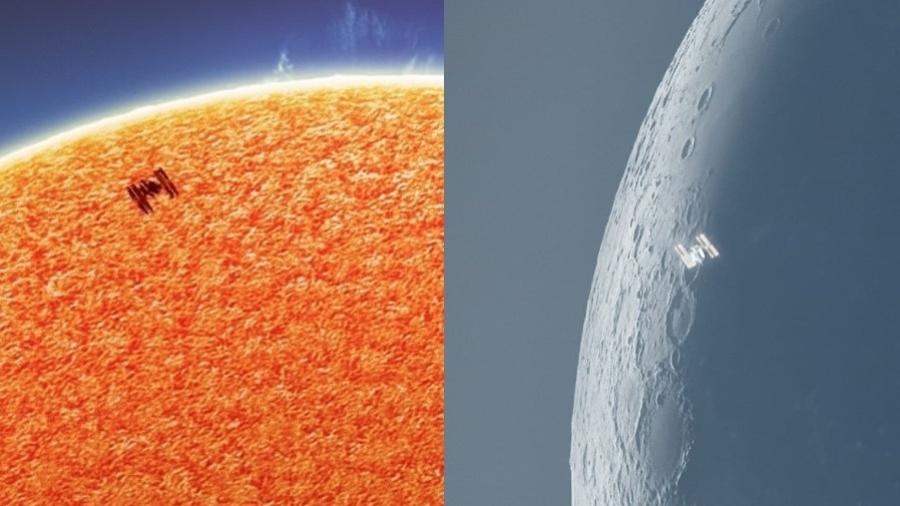 ISS passa em frente ao Sol e a Lua em registros feitos pelo fotógrafo Andrew McCarthy - Reprodução/Instagram