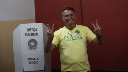 Bolsonaro é o primeiro presidente brasileiro que não consegue se reeleger — ele obteve 49,1% dos votos - BRUNA PRADO/POOL/EPA-EFE/REX/SHUTTERSTOCK - BRUNA PRADO/POOL/EPA-EFE/REX/SHUTTERSTOCK