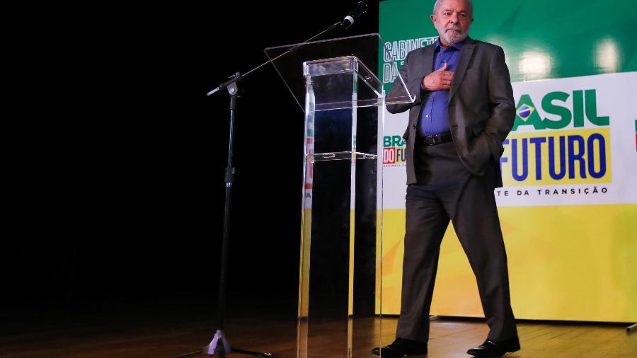 Lula durante anúncio de novos ministros no CCBB, em Brasília, na última sexta (9) - 9.dez.2022 - Wilton Junior/Estadão Conteúdo