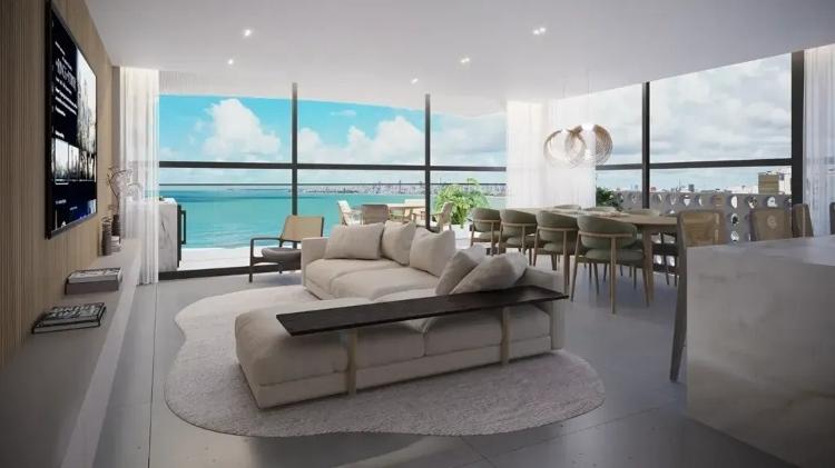 Ilustração para venda de apartamentos destaca vista para o mar de Cabedelo (PB) Ilustração para venda de apartamentos destaca vista para o mar de Cabedelo (PB)