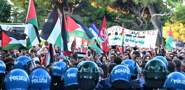 Milhares protestam contra ações de Israel em Gaza durante Festival de Veneza