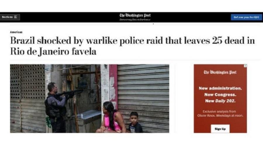 O americano Washington Post diz que operação de "guerra" da polícia chocou o Brasil - Reprodução