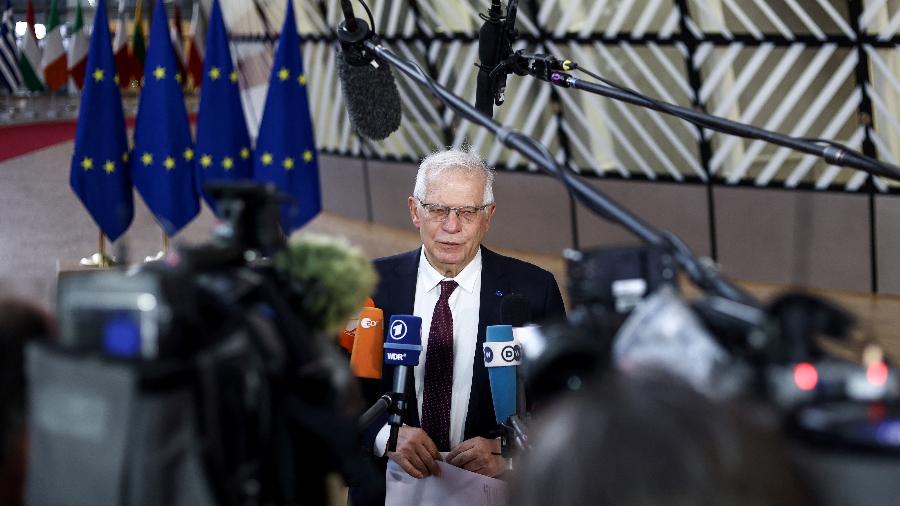21 fev. 2022 - Josep Borrell, Alto Representante da União Europeia para Relações Exteriores e Política de Segurança, em entrevista coletiva em Bruxelas, Bélgica - Kenzo Tribouillard/AFP