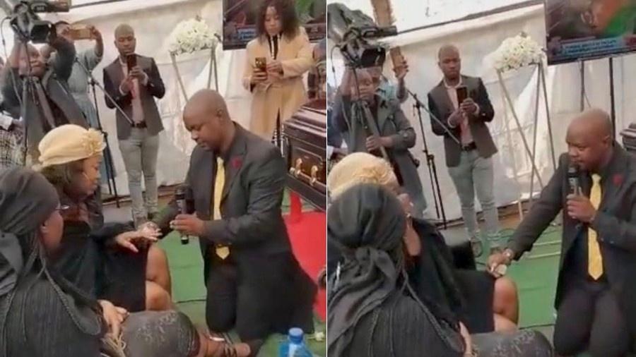 Pastor pede namorada em casamento durante velório do pai dela, a poucos metros do caixão. - Reprodução/TikTok