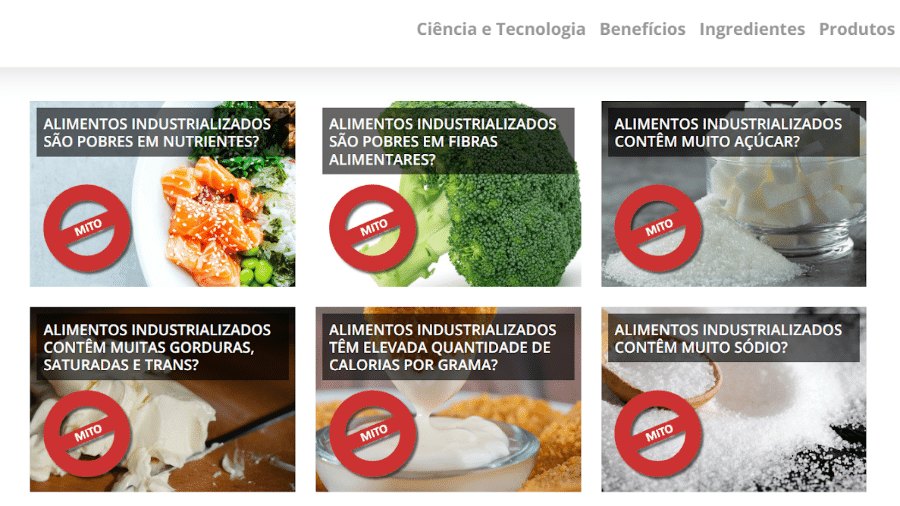 Site usa imagens de alimentos in natura para divulgar informações incorretas sobre alimentos ultraprocessados