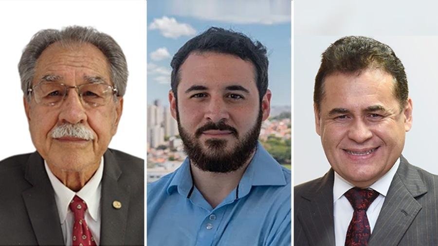 Elói Pietá (Solidariedade), Lucas Sanches (PL) e Jorge Wilson (Republicanos), candidatos à Prefeitura de Guarulhos