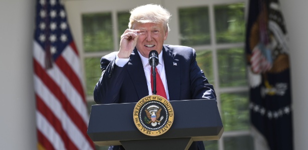 1.jun.2017 - O presidente dos EUA, Donald Trump, anuncia a saída do país do Acordo de Paris - Saul Loeb/ AFP