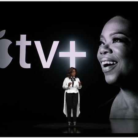 Oprah durante apresentação do serviço de streaming da Apple - Reprodução - Reprodução