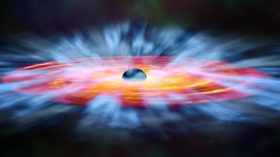 Ilustração artística mostra ventos de gás em torno de um buraco negro - M. Weiss (Chandra X -ray Center) e Nasa