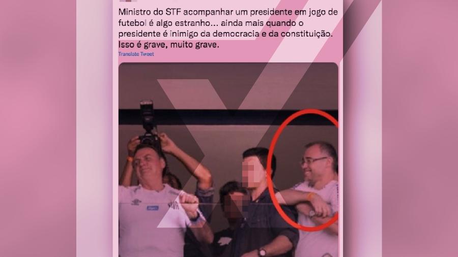 20.abr.2022 - Foto de Bolsonaro ao lado de André Mendonça é de 2019, anterior à nomeação como ministro do STF - Projeto Comprova