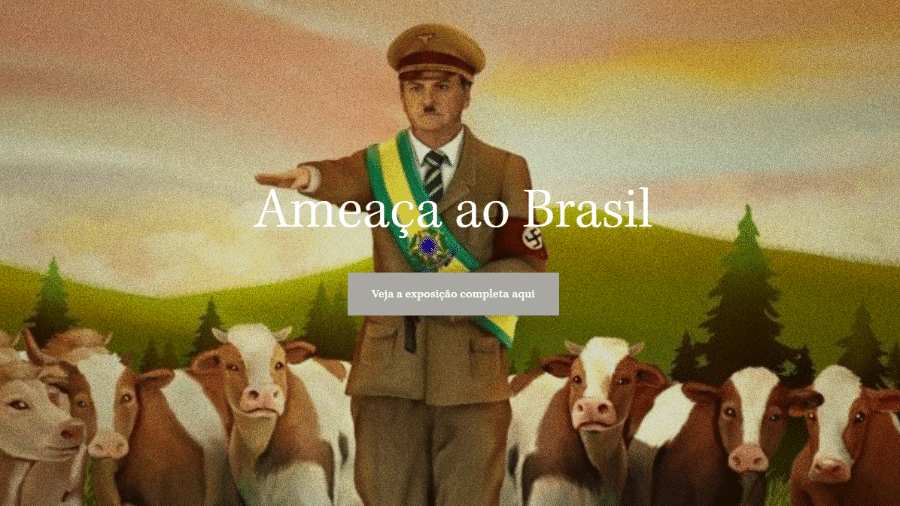 Site "bolsonaro.com.br" associava presidente Jair Bolsonaro a ditador nazista Adolf Hitler em caricatura - 31.ago.2022 - Reprodução