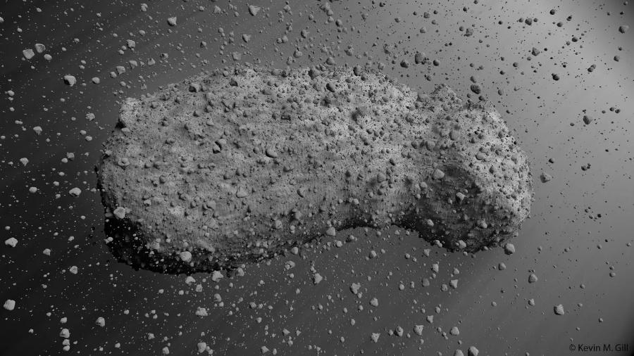 Representação de como é um asteroide "pilha de entulho", como o Itokawa - Divulgação/ Universidade Curtin
