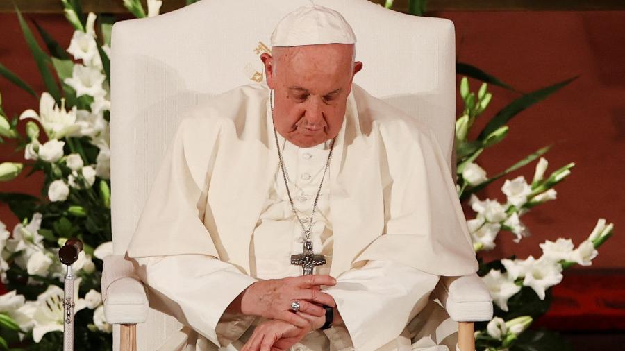Papa Francisco durante sua viagem apostólica a Portugal por ocasião da 37ª Jornada Mundial da Juventude, em Lisboa, Portugal